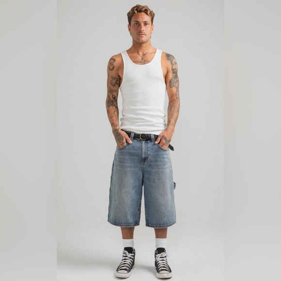 Elwood “E” Logo Oversize Denim Carpenter
Shorts - Picture 4 of 16